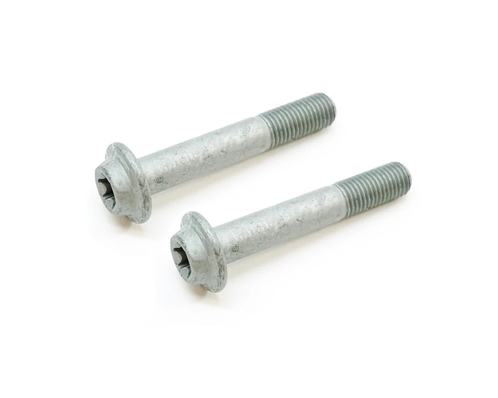 Porsche low-profile rear suspension bolt pair on a white background; representative hardware photo.