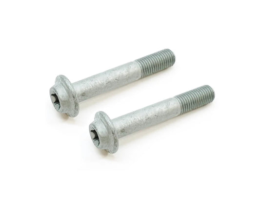 Porsche low-profile rear suspension bolt pair on a white background; representative hardware photo.